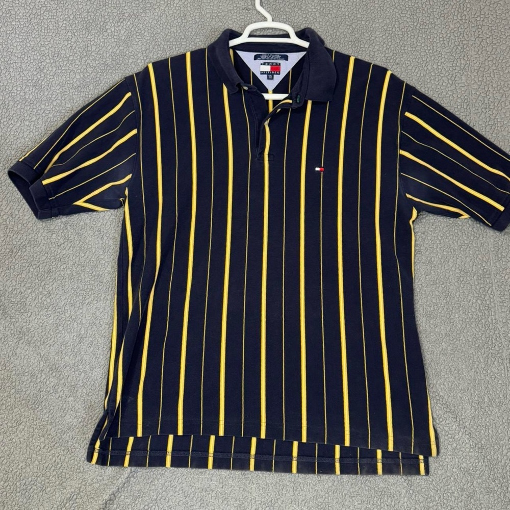Vintage Tommy Hilfiger Polo Shirt Vertical Stripe Size Mens Double Extra Large